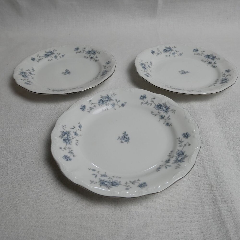 Johann Haviland Bavaria Germany Blue Floral Design 6" Bread Plates Set Of 4 VTG